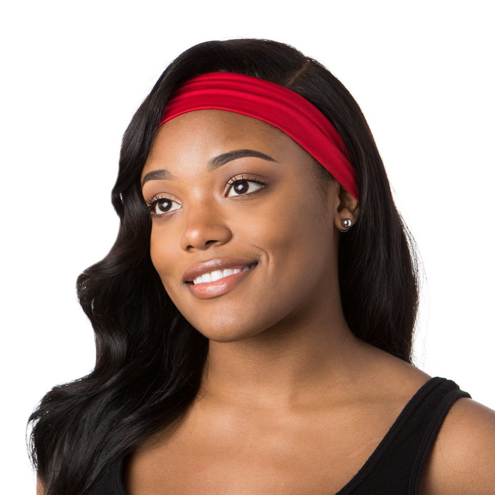 Hipsy Basic Red Adjustable Wide Spandex Xflex Sporty Fashion Running Headband